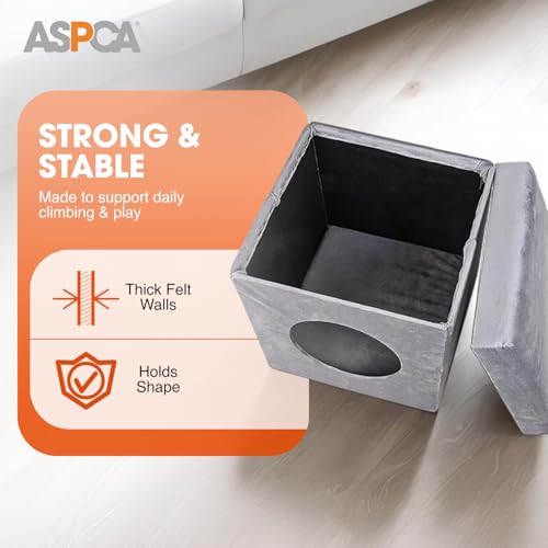 ASPCA-Indoor Cat Condo for Small Cats | Cozy Cat House for Indoor Cats & Kittens | Washable & Foldable | Compact Cat Houses & Condos for Play, Rest & Privacy | Easy to Assemble |12.5" x1.3.4"