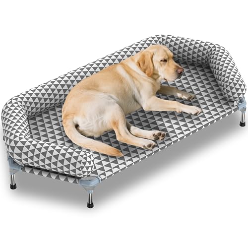 Orthopedic Dog Beds for Large Dogs - Removable Bolsters & cleanable Cover,Elevated Outdoor Dog Bed,Easy to Assemble,Up to 130lbs,Extra Large - size: 6 Sided Bolster X-large
