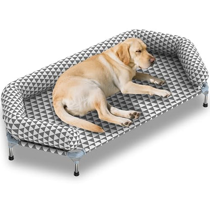Orthopedic Dog Beds for Large Dogs - Removable Bolsters & cleanable Cover,Elevated Outdoor Dog Bed,Easy to Assemble,Up to 130lbs,Extra Large - size: 6 Sided Bolster X-large