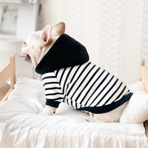 Dog Sweaters for Medium Dogs Boy French Bulldog Clothes,Frenchie Clothes Dog Fleece Sweaters Winter Coat Pet Sweatshirt Hoodie Medium Sized Halloween Costume,Black Striped,XL - color: Black Striped, size: X-Large