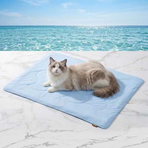 ZOMISIA Premium Cooling Blanket for Small Dogs -Q-MAX>0.5 Breathable Washable Dog Cooling Mat, Travel Soft Pet Summer Essentials, Blue, 25"x35" - color: Blue, size: S(25x35")