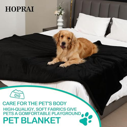 Waterproof Pet Blanket for Medium Large Dogs Washable Fluffy Thick Jacquard Shag Fleece Warm Sherpa Pet Blanket Cats Puppy Couch Protection (Black XL57*85inches) - color: Black, size: 57*85