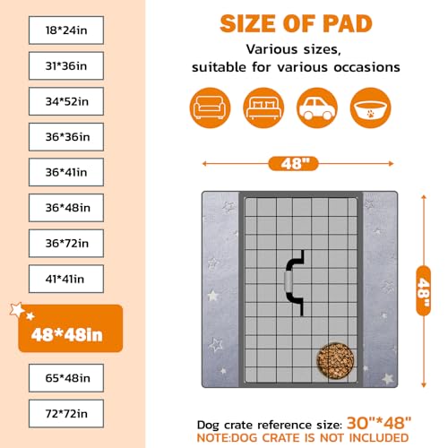 LOOBANI Washable Pee Pads for Dogs, Fast Absorption Reusable Puppy Pads, Waterproof Whelping Mats, Non Slip Training Pet Playpen Mat for Floor, Dog Crate, Grey, 2 Pack 48 x 48 in - size: 48x48 in(2 Pack)