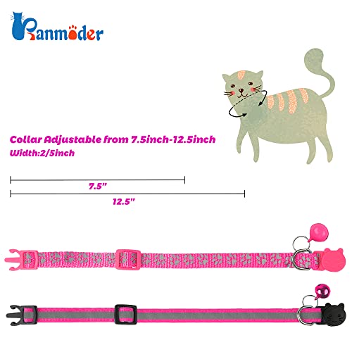 2 Pack Reflective Cat Collar Breakaway with Bell,Personalized Kitten Collars,Adjustable Safety Buckle Collar for Male Cats Girls & Boys (Hot Pink) - color: Hot Pink