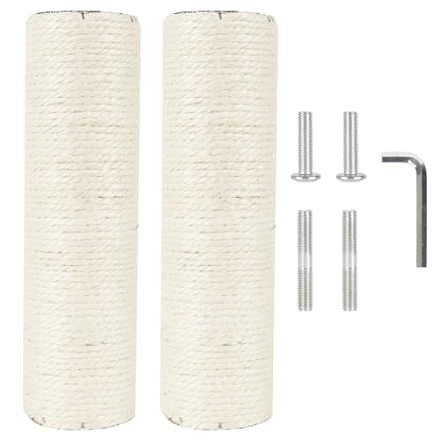 2.9in 7.4cm Diameter Cat Tree Scratching Post Replacement Parts Sisal Pole (M10, 25cm/9.8in) - color: 25cm/9.8in*2poles, size: M10