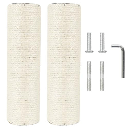 2.9in 7.4cm Diameter Cat Tree Scratching Post Replacement Parts Sisal Pole (M10, 25cm/9.8in) - color: 25cm/9.8in*2poles, size: M10