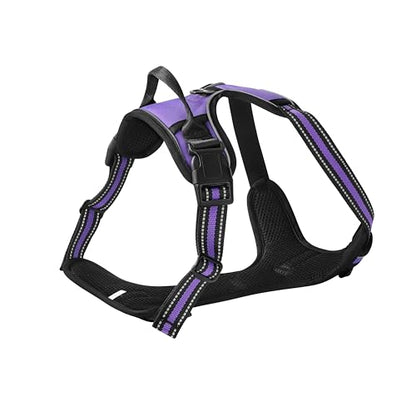 Purple No-Pull Dog Harness with 2 Leash Clips，Soft Padded Vest for Small Dog, Adjustable Reflective Dog Vest Easy to Put on and Take Off,(Neck: 13"~17", Chest: 17"~21",Purple Small) - color: Purple, size: Small