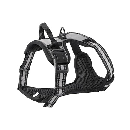 Gray No-Pull Dog Harness with 2 Leash Clips，Soft Padded Vest for Small Dog, Adjustable Reflective Dog Vest Easy to Put on and Take Off,(Neck: 13"~17", Chest: 17"~21",Gray Small) - color: Gray, size: Small