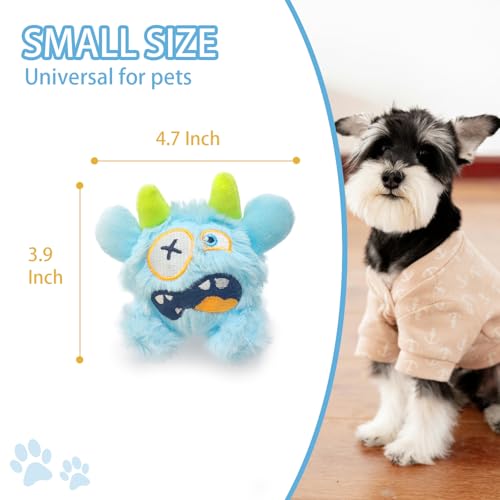 Squeaky Plush Pet Toy Ball, Dental Care, Skin-Friendly and Soft and Relieve Stress, Little Monster Plush Ball Toy Suitable for All Breeds (Sky Blue,Small) - color: Sky Blue, size: Small