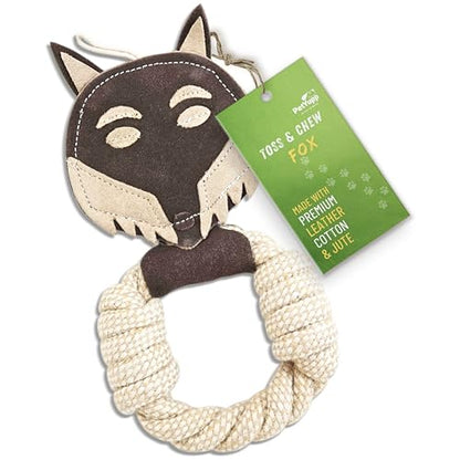 Cotton Rope Ring Dog Chew Toy for Small Dogs & Puppies - Durable Leather Dog Toy for Light Chewers - Natural & Perfect Puppy Toy for Chewing Exercise & Dental Health (Fox) - style: Cotton Rope Ring - Fox