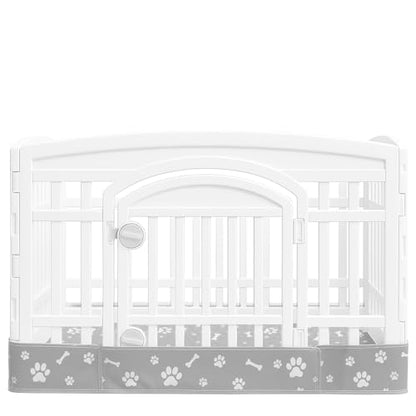 Dog Playpen Bottom Pad Mat for 36" 4-Panel Playpens - Scratch & Chew-Resistant Puppy Pen Floor Mat with Hook & Loop Fasteners, Waterproof & Leakproof, Non-Slip (PrintGrey) (Playpen Not Included) - color: PrintGrey