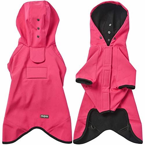 Blueberry Pet 10" Waterproof Dog Softshell Jacket, Hooded Raincoat and Windbreaker with Leash & Harness Hole, Pink, Outdoor Rain Gear for Dogs - color: Pink, size: Size 10 (Pack of 1)
