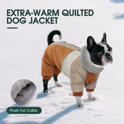 Kuoser Fullbody Dog Coat - Medium Dogs, Warm Winter Coat with Built-in Harness, Reflective, Brown L - color: Brown, size: L (PRIORITIZE BACK LENGTH: 16.9'')