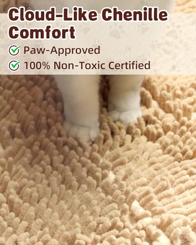 Cat Litter Mat Litter Trapping Mat, 33"x23" Plush Cat Litter Rug Catcher, Easy to Clean, Machine Washable - color: Beige, size: Large