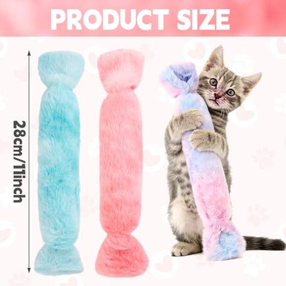 Cat Kicker Toy 3Pcs, Candy Shape Catnip Toys for Cats, Catnip Toys with Crinkle Paper. Indoor Kitten Toy Kicker Pillows. - style: Candy 3pcs
