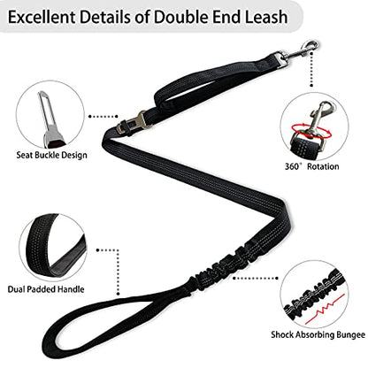 Double Dog Leash - Dual 360 No Tangle Two Dogs Leash for Small to Large Dogs - Adjustable, Tangle Free (Black) - color: Black