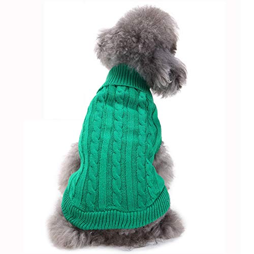 Dog Sweater, Warm Dog Sweaters for Small Dogs Medium Large Dogs, Cute Winter Classic Turtleneck Pet Sweater Cat Sweater Dog Clothes Coat Dog Christmas Sweaters for Girls Boys Dog Puppy Cat - color: Green, size: XX-Small