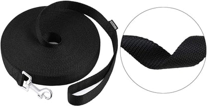 AMAGOOD Dog/Puppy Obedience Recall Training Agility Lead-15 ft 20 ft 30 ft 50 ft Long Leash-for Dog Training,Tie Out,Play,Safety,Camping (15Feet x 1Inch, Black) - color: Black, size: 1" x 15ft