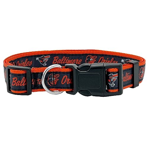 MLB Baltimore Orioles Licensed PET COLLAR- Heavy-Duty, Strong, and Durable Dog Collar. Available in 29 Baseball Teams and 4 Sizes - color: Baltimore Orioles, size: Large