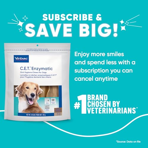 Virbac C.E.T.® Enzymatic Oral Hygiene Chews for Dogs, Large - Plaque & Tartar Control - Single Layer Beefhide with Exclusive Dual-Enzyme System & Tasty Chicken Flavor - Easy to Give Dog Dental Chew - size: 1.13 Pound (Pack of 1)