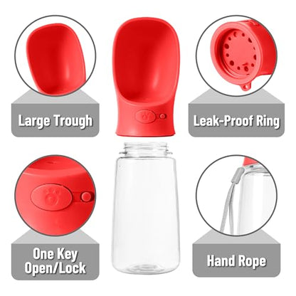 Mr. Pen- Portable Dog Water Bottle, 19 oz, Large, Leak Proof Puppy Water Dispenser with Drinking Feeder for Pets, Outdoor Walking, Hiking, Travel, Not Dishwasher Safe - color: Red