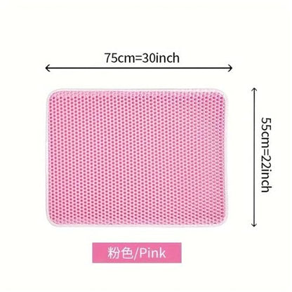 Large Cat Litter Mat with Advanced Honeycomb Double Layer Design, Urine Waterproof Easy Cleaning(Khaki,L-60X90cm) - color: Khaki, size: L-60X90cm