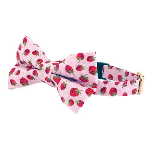Ultra Joys Breakaway Cat Collar with Bells - Kitten Collar with Bowtie Strawberry Small - color: Strawberry-Bowtie Collar, size: Small