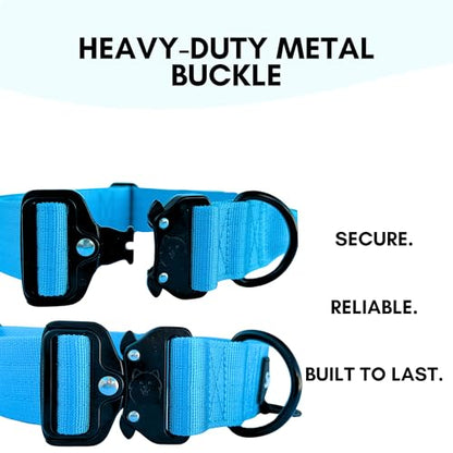 ShawnCo Basecamp Dog Collar- Premium, Adjustable, Heavy-Duty Nylon Tactical Dog Collar with Metal Buckle for Medium and Large Dogs (Midnight, S) - color: Midnight, size: S- No Handle