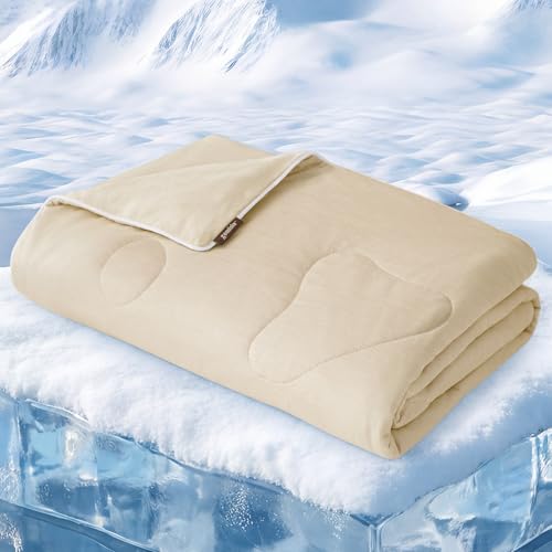 ZOMISIA Cooling Blanket for Extra Large Dogs - Washable Dog Cooling Mat for Hot Weather, Travel Soft Pet Summer Essentials, Khaki, 50"x60" - color: Khaki, size: XL(50x60")