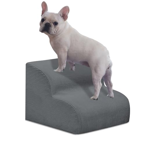 Mesa Lemon Dog Stairs & Steps for High Beds, 2 Steps High Density Foam Waterproof Dog Ramp for Small Dogs and Cats, Pet Stairs with Removable Washable Cover for Bed, Couch, Sofa and Car (H: 11.8") - color: Gray, size: 2-Step 11.8"H