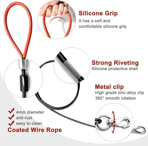 Dog Leash for Dogs Up to 250 Pound,Heavy Duty Leash Made of Coated Wire Rope for Large and Medium Dogs with Dog Leash Metal Shock Absorbing Spring