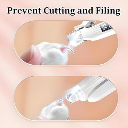 2 in 1 Dog Nail Trimmers & Clippers with LED Lights & Display,Splash Guard,Multiple Grinding Methods, Ultra-Quiet,USB Rechargeable, for Small, Medium, and Large Cats & Dogs - color: White-03