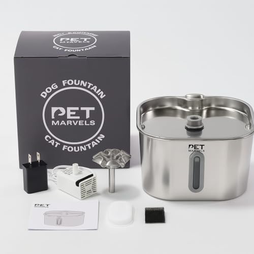 Stainless Steel Cat Water Fountain – 2.2L/74oz Ultra-Quiet Pump, Visible Water Level, Dual Flow Modes – Automatic Pet Water Dispenser for Cats & Small Dogs - color: Silver