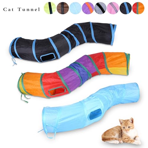 iCAGY Cat Tunnel for Indoor Cats, Rabbit Tunnel Toys, Pet Toys Play Tunnels for Cats Kittens Rabbits Puppies Crinkle Pop Up Dark Grey 47" Shape S - color: Dark Grey
