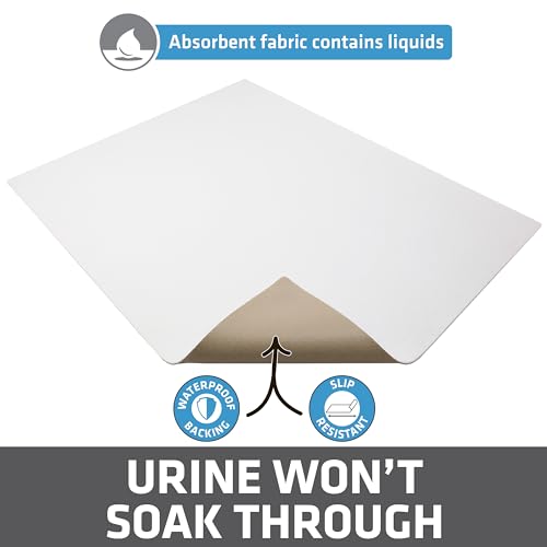 Drymate Original Cat Litter Mat, Contains Mess from Box, Protects Floors, Urine-Proof, Machine Washable, Soft on Kitty Paws, Absorbent, Waterproof (USA Made, Recycled Content) (28”x36”)(White)