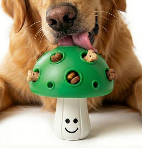 Fuzzl Eco Rubber Large Magic Shroom Puzzle Enrichment Toy - Green - Long Lasting Dog Treat Toys for Aggressive Chewers Strong Dog Toy for Dogs Durable Puppy Chew Toys - style: Mushroom Green