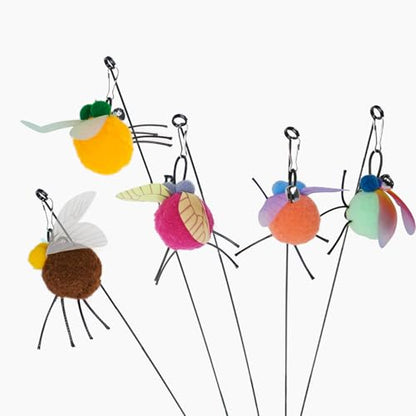 Cat Wand Attachment Toys, 5 PCS Fly Bugs Refills with Bells for Cat Teaser, Chase and Exercise Toys for Indoor Cats and Kittens Enrichment (No Wand Toy) - color: Fly Set