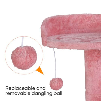 Nova Microdermabrasion 54 in Cat Tree Tower for Indoor Cats Multi-Level Cat Condo Cat Bed Furniture with Scratching Post Kittens Activity Center (Pink) - color: Pink