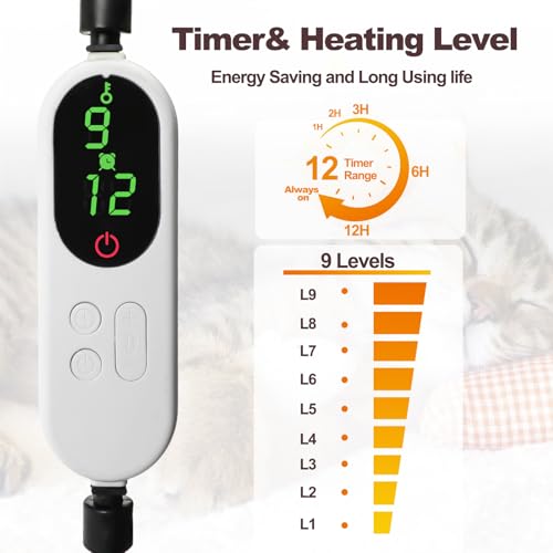 Rypet Heated Cat Bed Indoor, Soft & Cozy Donut Heated Pet Bed with Timer and Timer, Adjustable Temperature Heated Dog Beds for Small Dogs and Senior Cats with Chew Resistant Cord