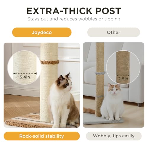 Joydeco Cat Scratching Post 38 Inches Heavy Duty and Thick Scratching Post Sisal Rope with Hanging Ball and Mice for Indoor Cats(Coffee) - size: 38 inch Coffee