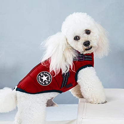 Dog Jackets Coat for Winter Windproof Waterproof Skiing Fleece Warm Dogs Vest with Chest Strap Belt Purple M - color: Violet, size: Medium