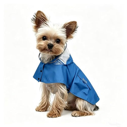 Dog Raincoat Waterproof, Adjustable Reflective Hooded Dog Rain Poncho with Leash Hole for Small Medium Large Dogs (Blue, X-Small) - color: Blue, size: XS(4-9lb)