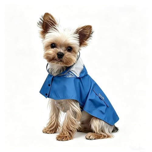 Dog Raincoat Waterproof, Adjustable Reflective Hooded Dog Rain Poncho with Leash Hole for Small Medium Large Dogs (Blue, X-Small) - color: Blue, size: XS(4-9lb)