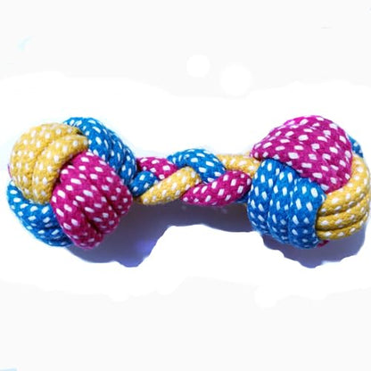 Dog Cat Puppy Teething Chew Toys,Dog Chew Rope Toy,Safe Braided Rabbit Toys Healthy Gift (Dumbbell) - color: Colorful dumbbells