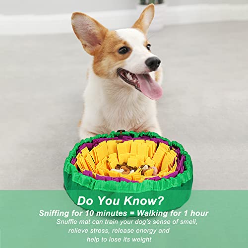Vivifying Snuffle Mat for Dogs, Enrichment Dog Puzzle Toys for Slow Eating and Keep Busy, Adjustable Sniff Mat Encourages Natural Foraging Skills and Mental Stimulation(Yellow Purple) - color: Yellow&Purple&Green