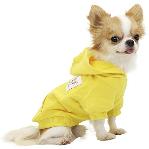 LOPHIPETS Dog Cotton Hoodies Sweatshirts for Small Dogs Chihuahua Puppy Clothes Cold Weather Coat-Yellow/M - color: Yellow, size: Medium for 4.5-6.5 lbs