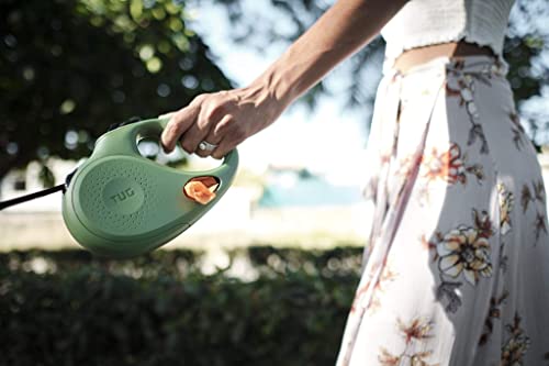 TUG Oval 360° Tangle-Free Retractable Dog Leash with Integrated Waste Bag Dispenser (Medium, Green) - color: Green, size: Medium