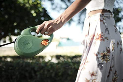 TUG Oval 360° Tangle-Free Retractable Dog Leash with Integrated Waste Bag Dispenser (Medium, Green) - color: Green, size: Medium