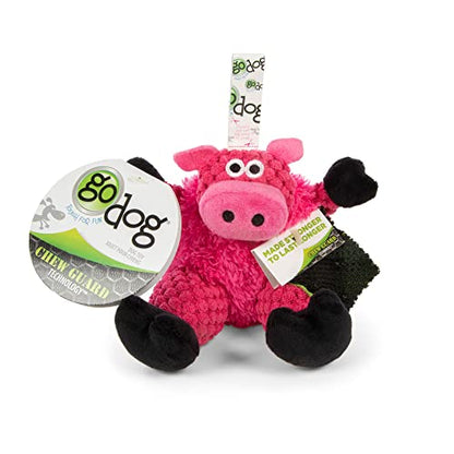 goDog Checkers Just for Me Sitting Pig Squeaky Plush Dog Toy, Chew Guard Technology - Pink, Mini - color: Sitting Pig (Pink), size: Mini