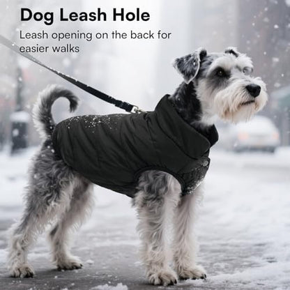 ASENKU Windproof Dog Winter Coat Waterproof Fleece Jacket Cold Weather Pet Apparel for Small Medium Large Dogs (Black, L) - color: Black, size: Large